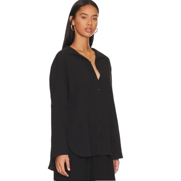 Seafolly Classic Beach Shirt Black Long Sleeves NWOT - Picture 3 of 5